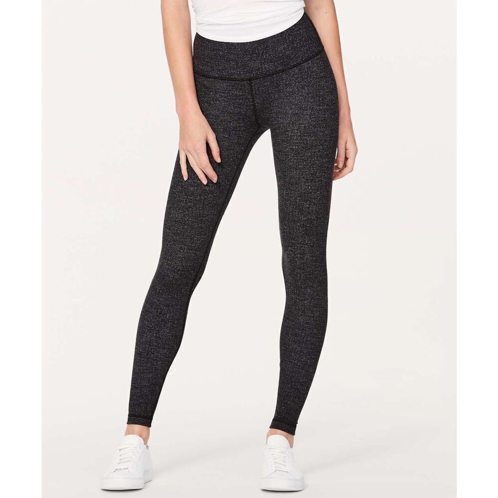 Lululemon Wunder Under High-Rise Tight *28" Luon Knit Heathered Black Size 4